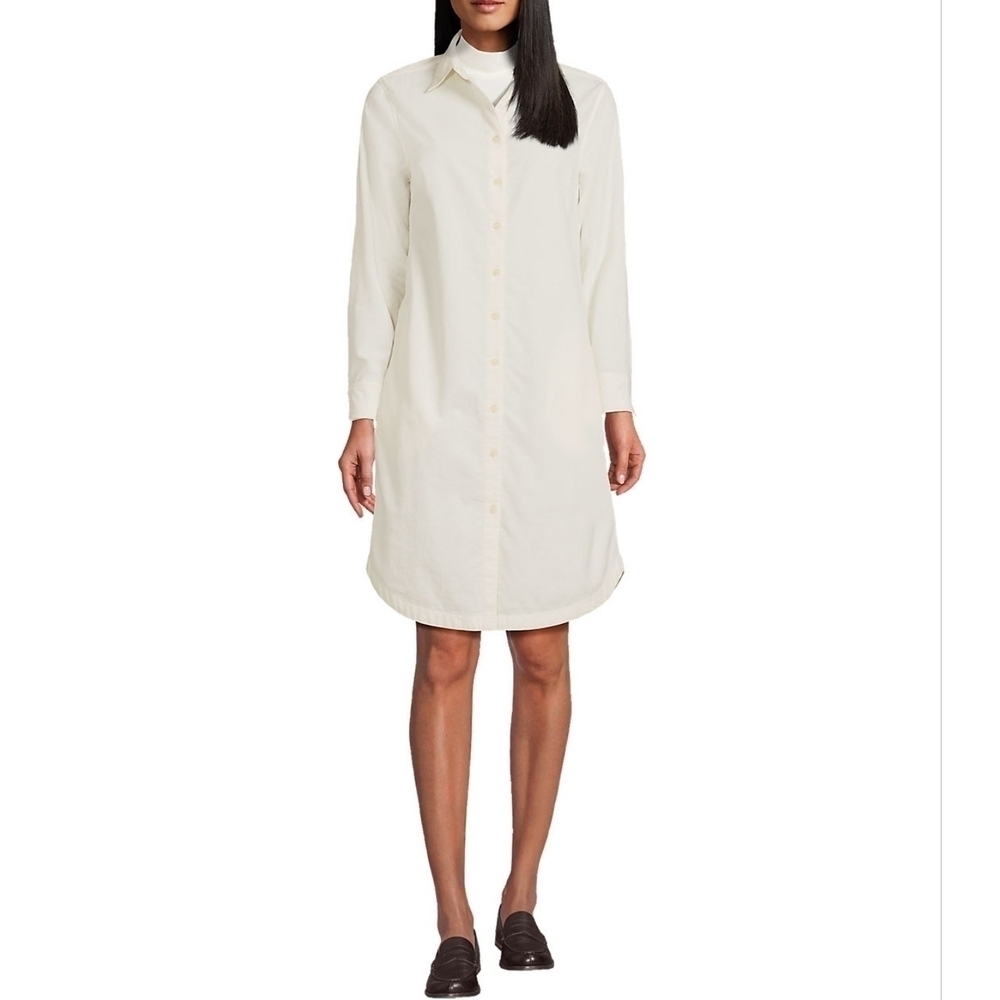 Lands End Women's Pinwale Cord Button Front Dress XL IVORY